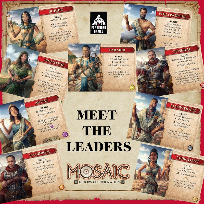 University Games Mosaic: A Story of Civilization - Strategy Board Game for Adults and Family | Fast, Fun, Action-Selection and Area Control Game | 1-6 Players | Ages 14 and Up | 120 Minutes | by Forbidden Games - Image 3